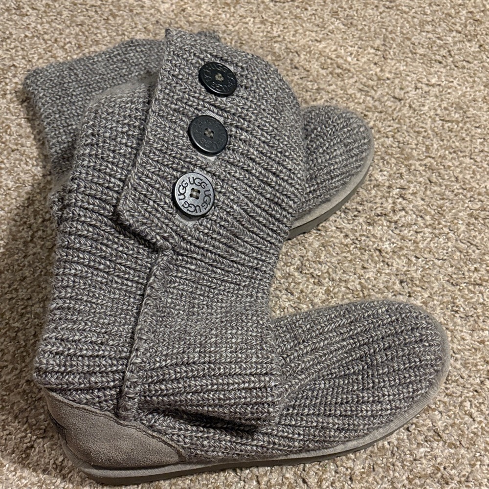 UGG Kids Gray Knit Slippers